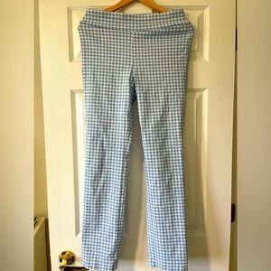 J. McLaughlin Gingham Cropped Pants in Blue and White